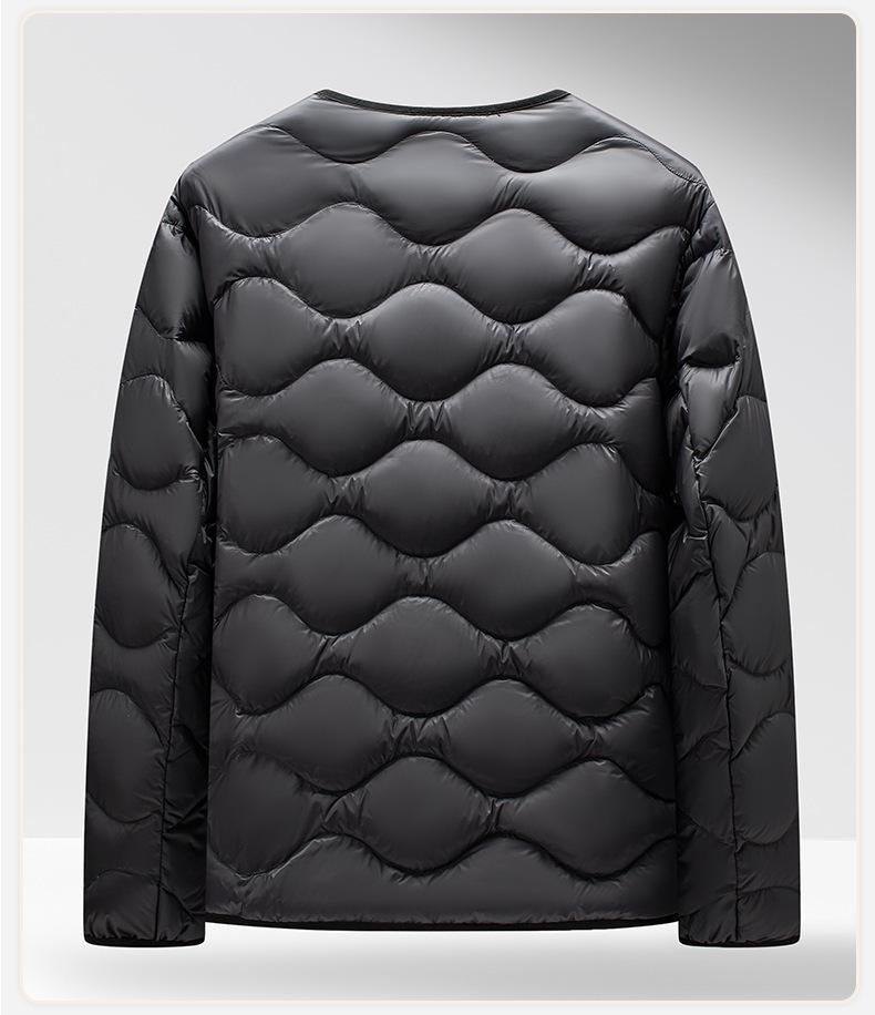 Men's Lightweight V-Neck Down Jacket - Warm, Simple, Thin, Portable, Winter White Duck Down