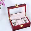Red Sandalwood Clock & Watch Painted Wooden Box - Double-Layer 2-Position Jewelry & Watch Storage Box