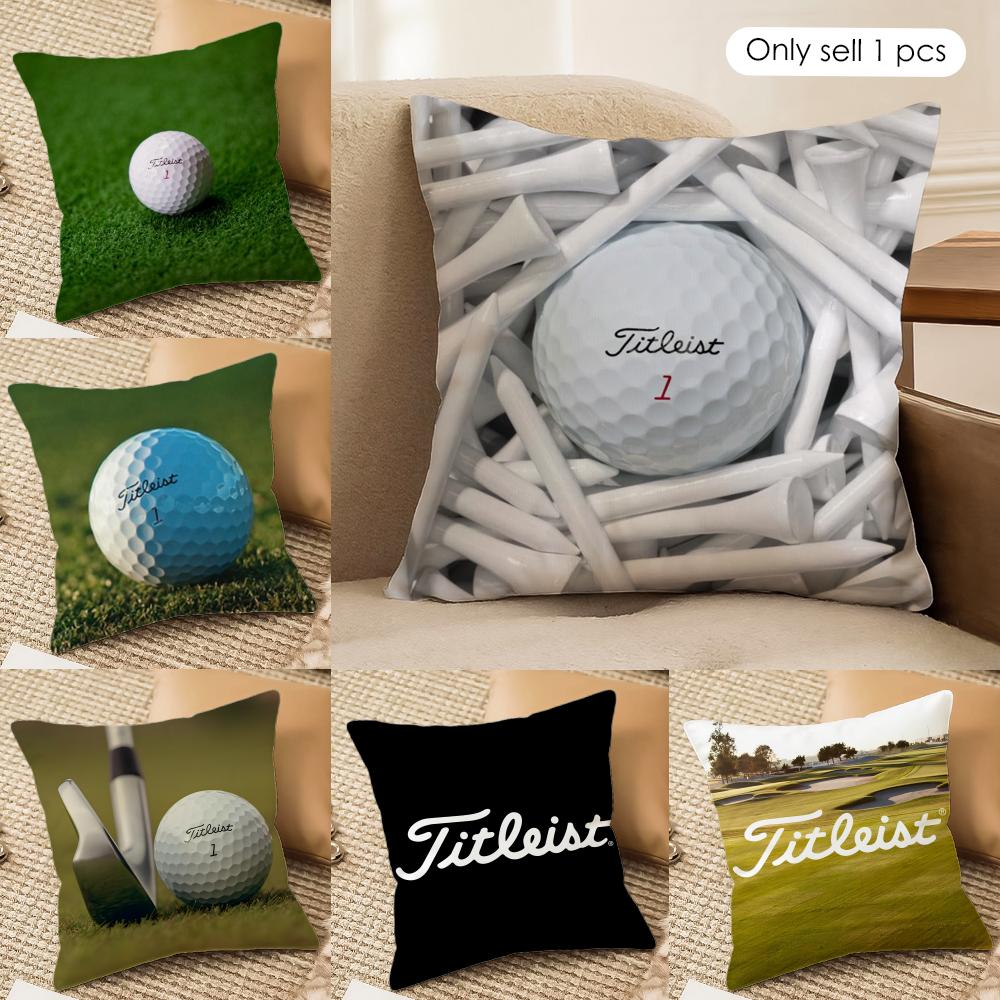 Golf Sports TTitleistS Cushion Cover Silky Short Plush Invisible Zipper Dustproof Sofa Pillow Case For Home Decor