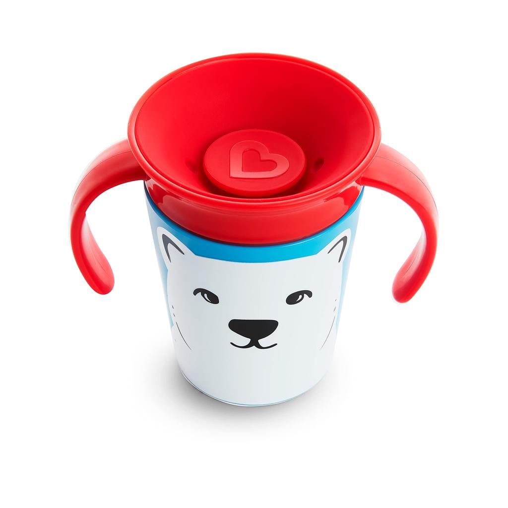 Munchkin Zázračný hrnek s rukojetí Divoká láska Polární medvěd Dětský hrnek na pití s ​​víčkem, nerozlévá se FDMU32242P