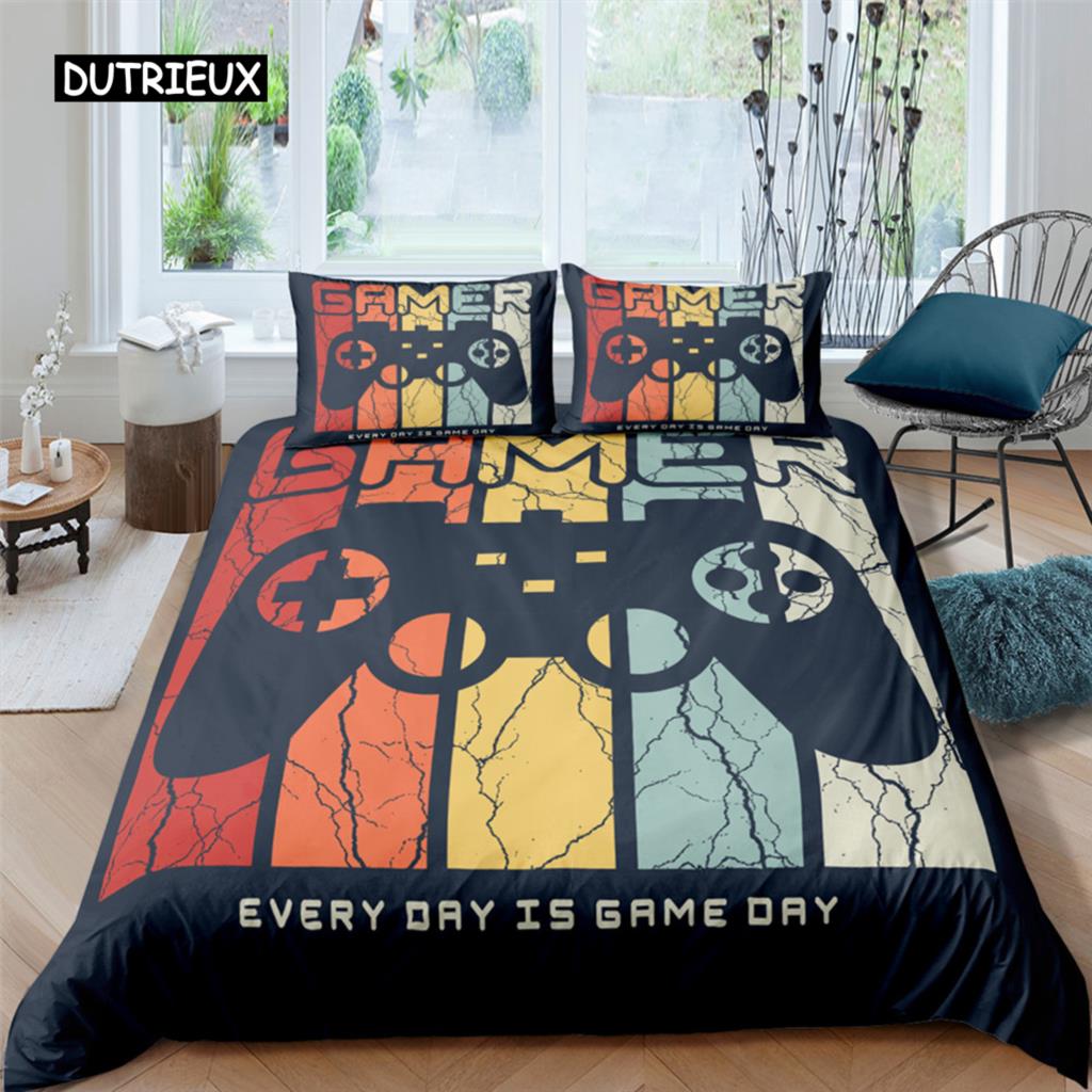 

3 Pcs Gamer Bed Cover Collection Bedding Queen Size King Size Kids Boys Girls Bed Collection Game Quilt Cover Comforter Cover Polyester Bed Cover EU single(135x200cm)