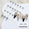3D Crystal Diamond Bow Nail Stickers: Black & White Self-Adhesive Cute Embossed Decals