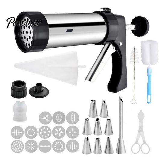 Food-grade Cookie Press with Nozzles Stainless Steel Biscuit Maker Easy Squeeze Baking Tool for Cookies Dough Decorating Home Commercial Use