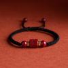 Six-character Mantra Red String Bracelet for Women, Handmade Couple's Bracelet with Natural Stone Beads, Men's Cinnabar Bead, Authentic