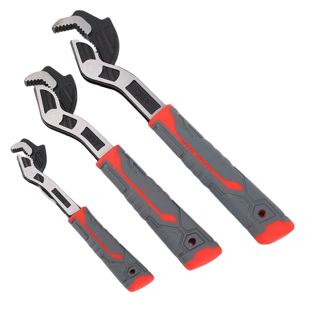 3 Pcs Pipe Wrench Set 6 8 10 Inch Self Locking Plumbing Wrench for 9 32in to 1 3 8in Pipes Screws Nuts