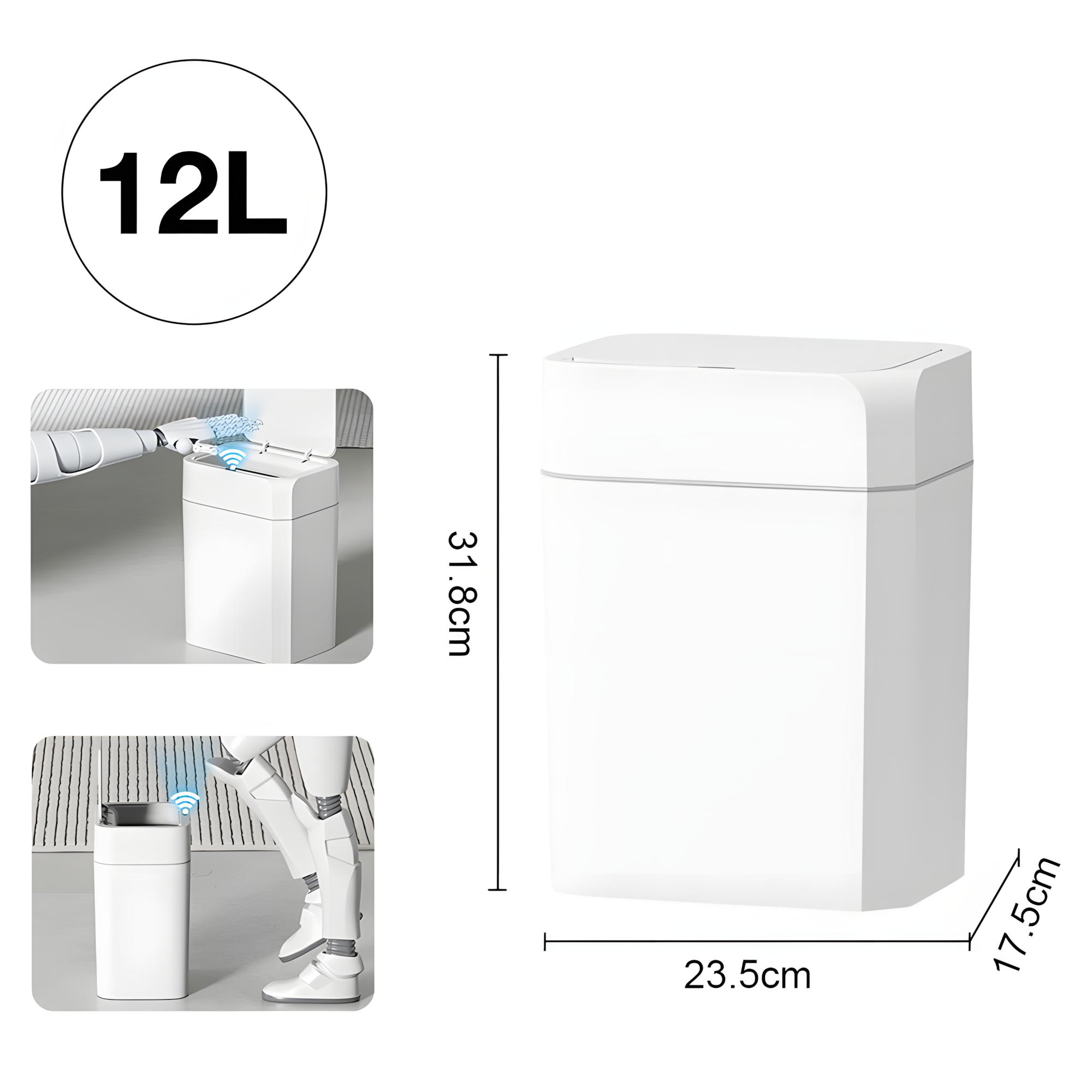12/16L Smart Sensor Trash Can Bathroom Anti odor Automatic Trash Bin For Toilet White Electric Wastebasket white