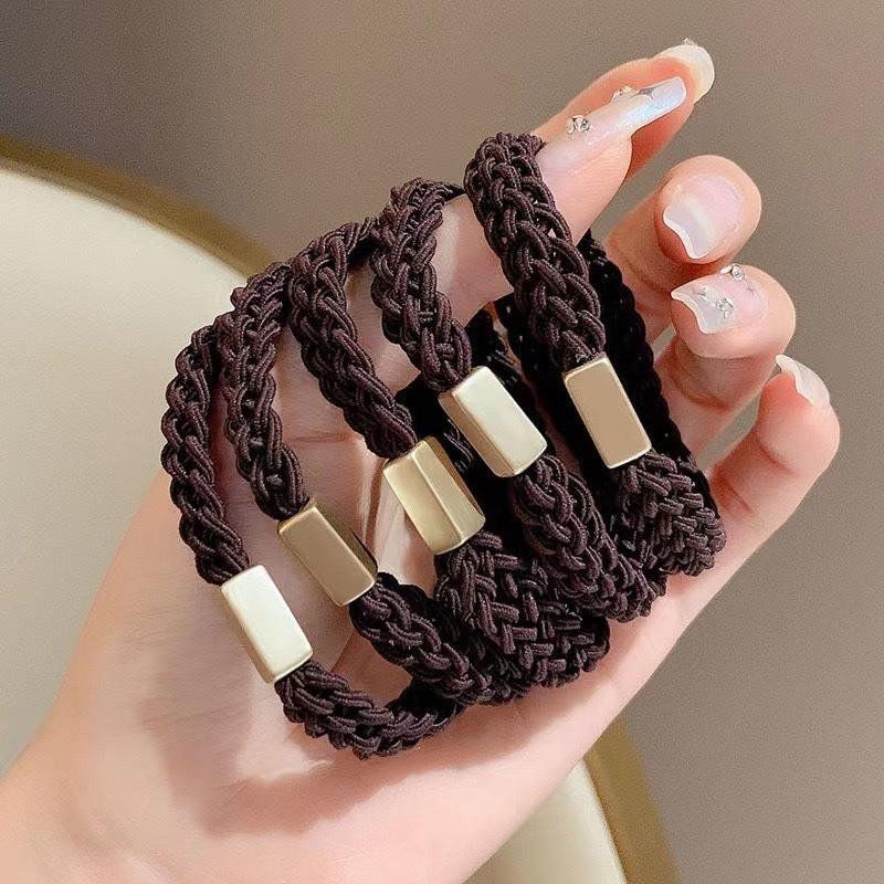 Elastico per Capelli a Scrunchie in Lussuosa Pelle Nera - Elastico Durevole per Capelli da Donna