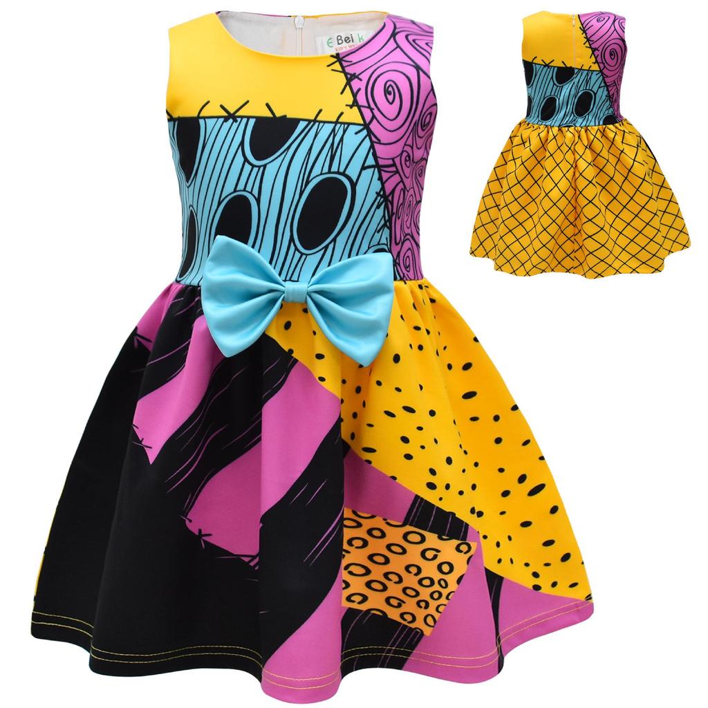 New Halloween, Christmas Eve Horror Sally Digital Printed Girls Dress Bow Dress