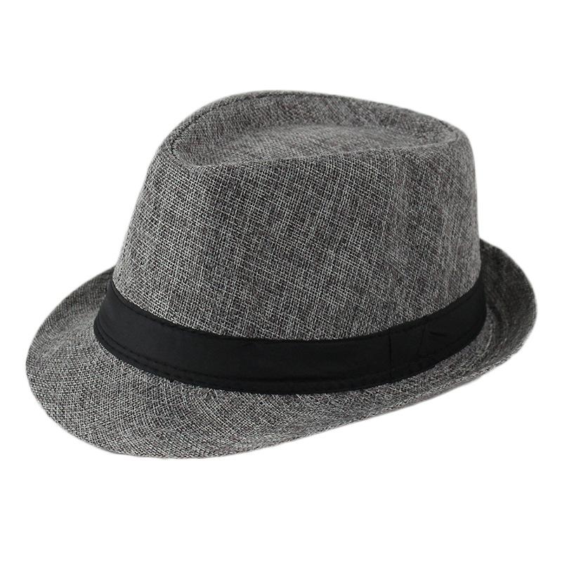 Cappelli Fedora Estivi per Uomo Mezza Età Cappellino Lino Panama Monocolore Jazz Cappello Cowboy Uomo Donna Festa Britannica Cappello da Sole
