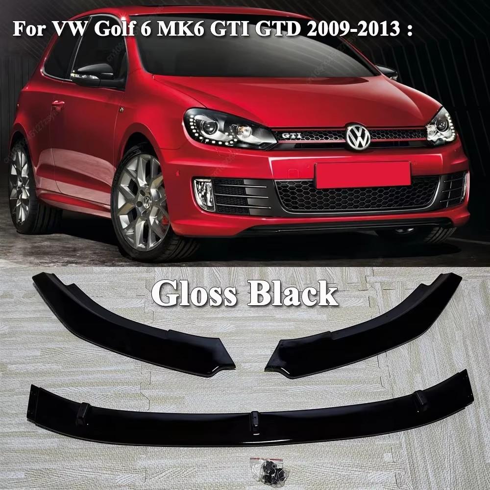 Front Bumper Lip Spoiler Splitter Diffuser For VW Golf 6 MK6 GTI GTD R R20 2008-2013 Canard Spoiler Body Kits Tuning ABS Black