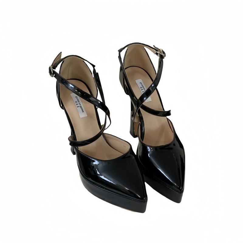 2024 Summer Fashion Roman High Heel Sandals Pointed Coarse Heel Women's Shoes Platform Sandals