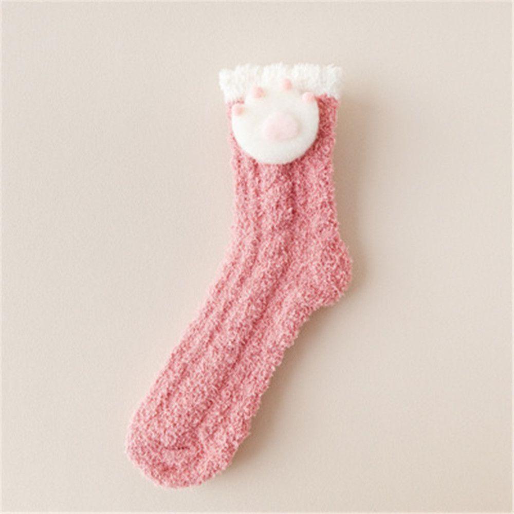 Christmas gift Comfortable Women Santa Claus High socks Cute Coral fleece Stocking Winter Warm