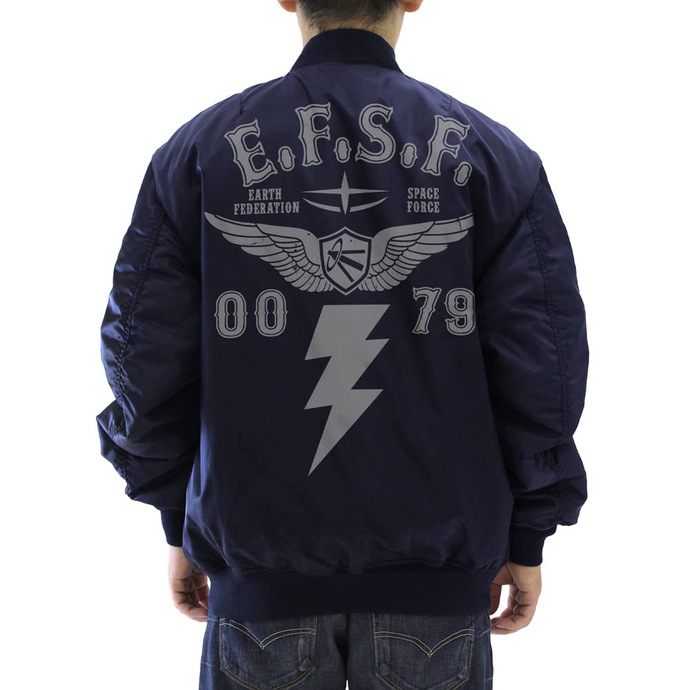 COSPA Mobile Suit Gundam Earth Federation Space Force MA-1 Jacket Navy Size L