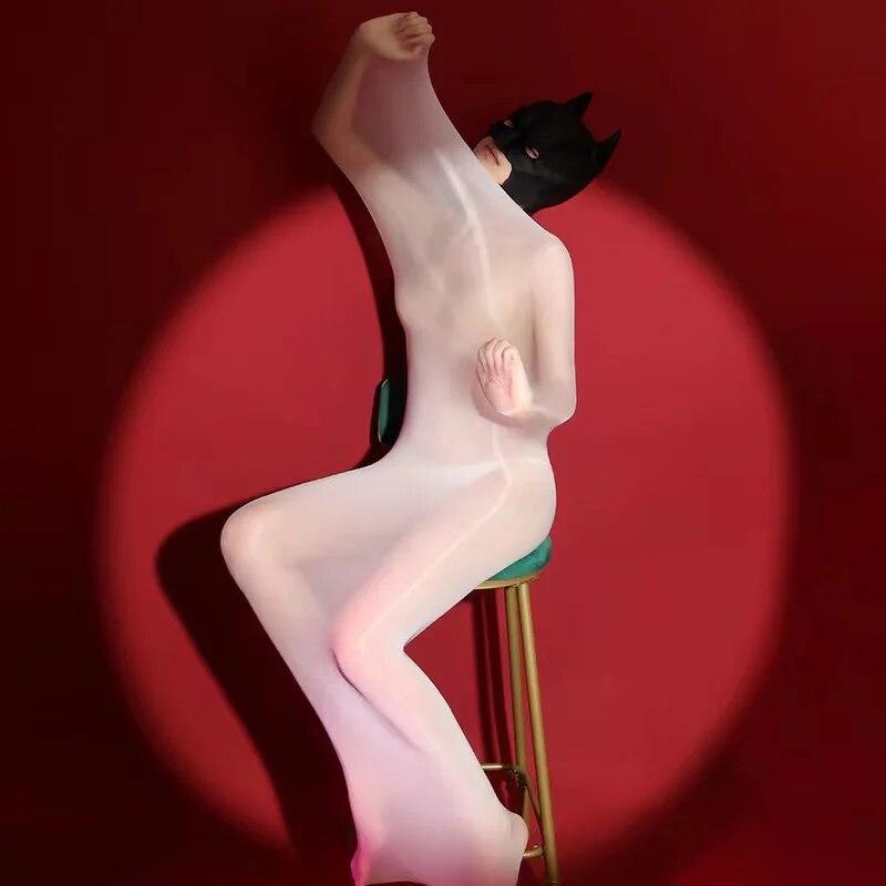 Öl glänzende Bodys ultradünne transparente Unterwäsche glänzende Bodystockings Frauen sexy Dessous