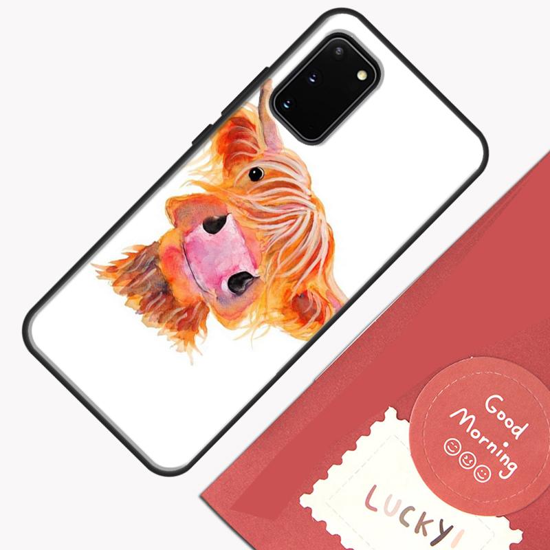 Cute Highland Cow Phone Case For Samsung Galaxy S24 S26 Ultra S20 S21 S22 S23 S25 Plus S10 S25 FE Cover Shell