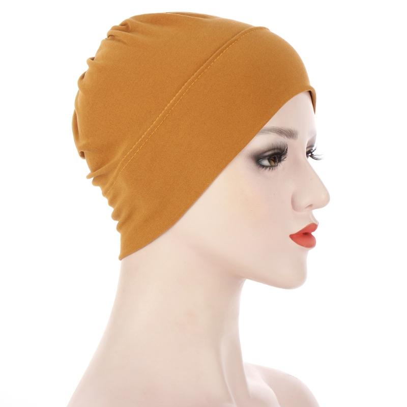 Women Turban Muslim Hijab Head Wrap Made In Sanded Milk Silk Base Caps