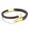 Men's Leather Magnetic Clasp Bracelet with Stainless Steel Nails