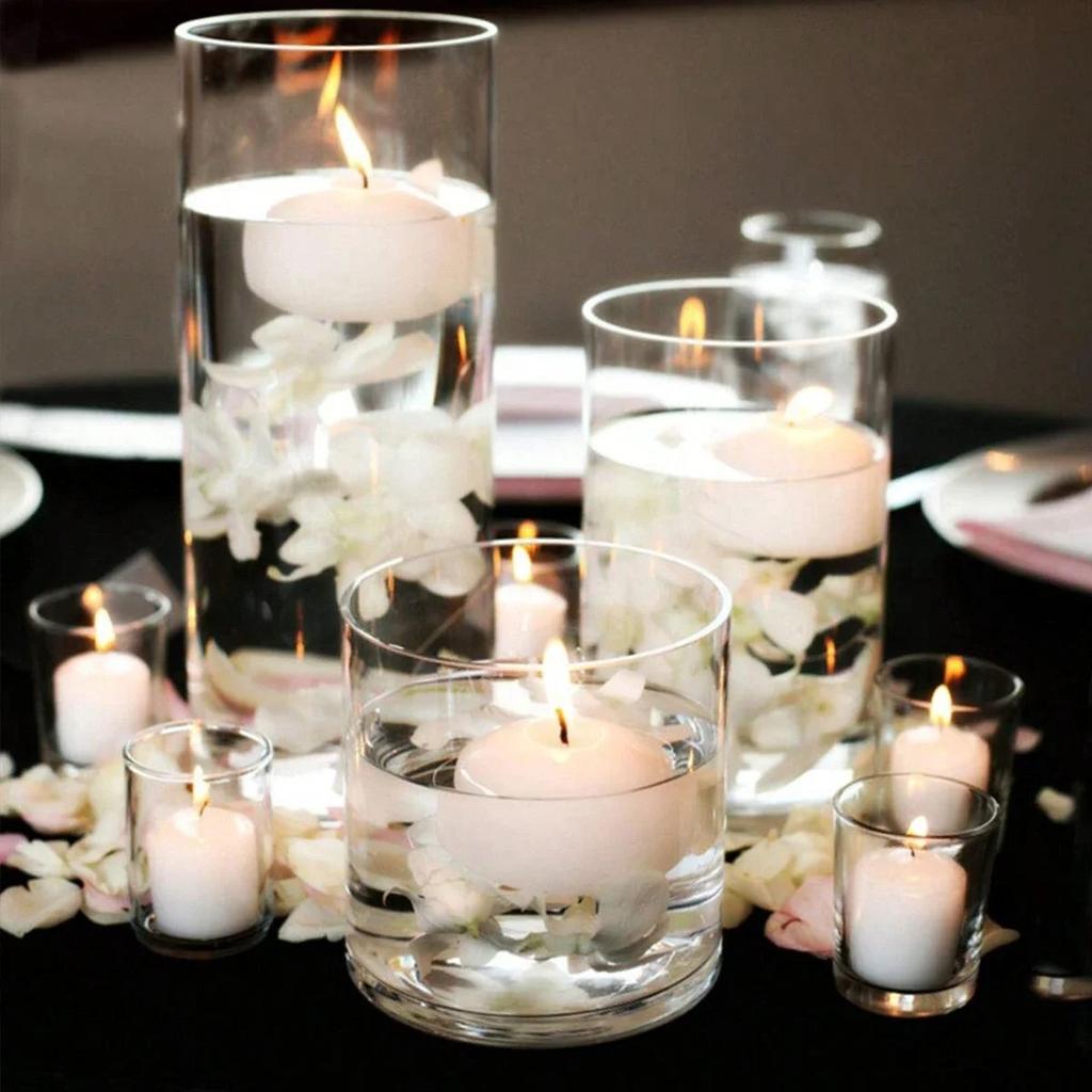 Cylinder Glass Cup Candlestick Wedding Transparent Candle Cup Holder Glass Vase Dining Table Candle Container Art Storage Jar