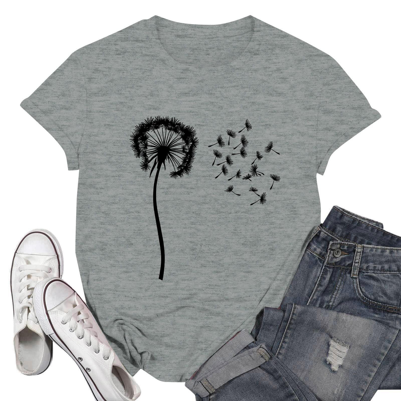 

Женские модные повседневные пуловеры с короткими рукавами и круглым вырезом с принтом S