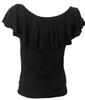 [Mikopuela] Dance Costume, Frilled Top, Hula Dance, Flamenco, Ballroom Dance (Black, M)