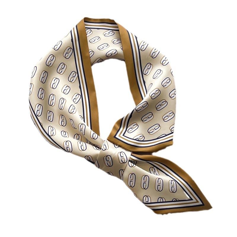 Fashion Silk Scarf Diagonal Long Silk Scarf Spring and Summer New Imitation Silk Stripe with Shirt Scarf Women's Scarf