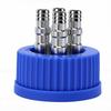 GL45 Safety Bottle Cap with 4 Port 304 Stainless Steel Interface Laboratory Liquid Mobile Phase Filling Cap Diameter 8