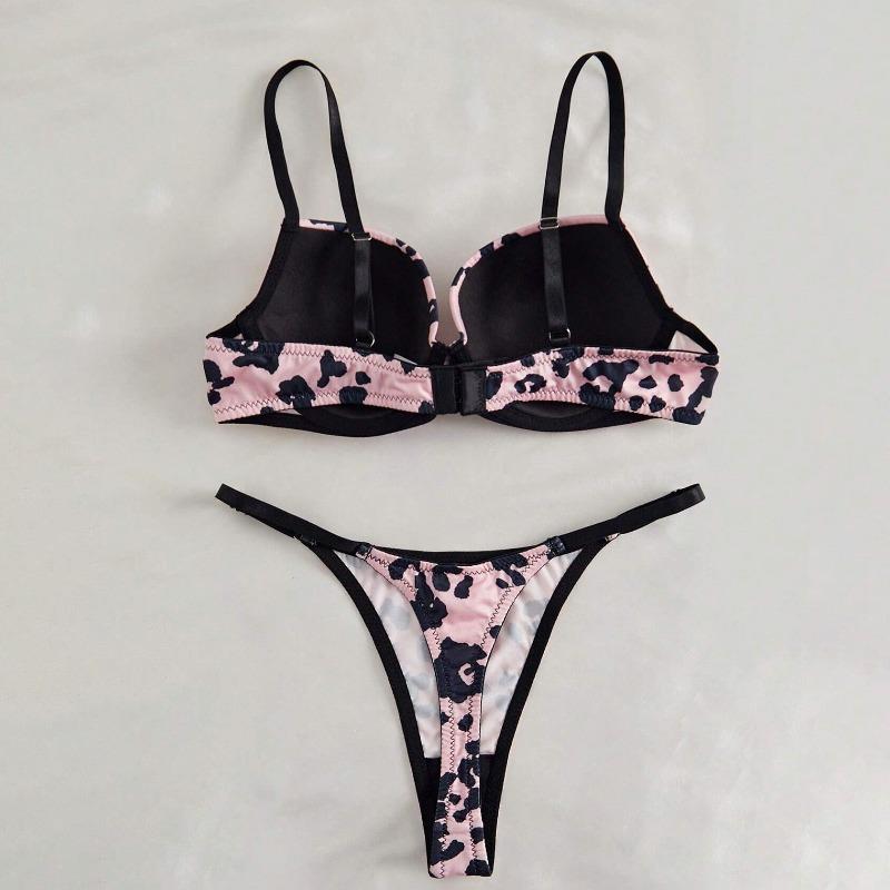 Lingerie sexy stampa leopardo set reggiseno e perizoma sexy set intimo comodo push-up