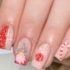 Christmas Pink Press on Nails with Flash Glitter Sweet & Charming Reusable False Nails for Women and Girl Nail Salon