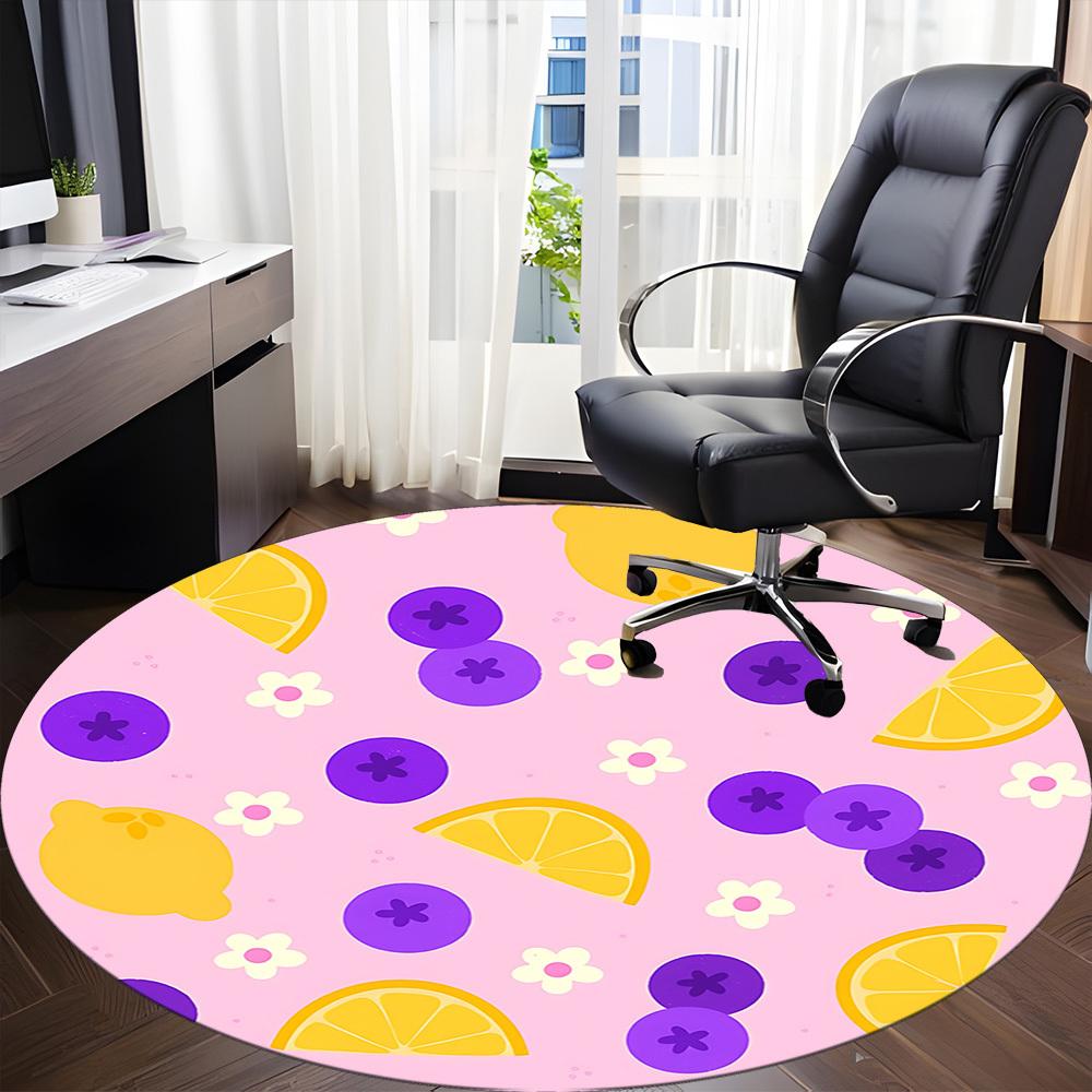 1pc Lemonberry Office Round Rug, Non-slip, Soft and Durable Office Rug for Interior Decoration, Perfect for Office, Beautiful Decoration Yy260323038