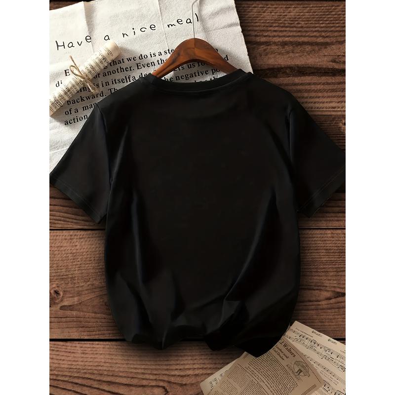 T-shirt Stampata Tema Cane e Vino Manica Corta Larga Stile Pigro Quotidiano Cappotto