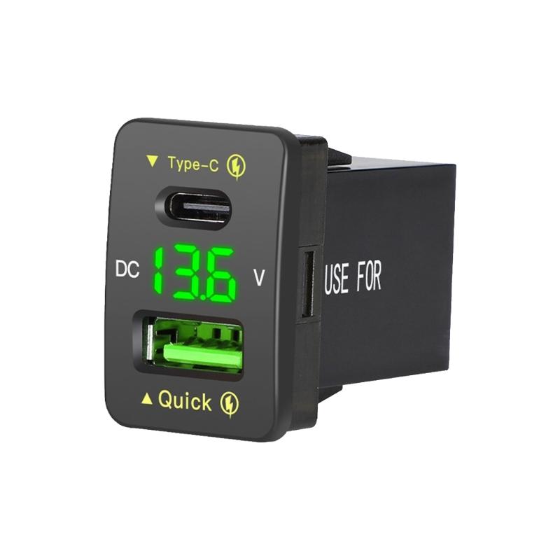 Power Socket Type-C USB Cellphone Charging Port for 2009-2019 Auto Accesory Fast Charging Adapter with Voltmeter