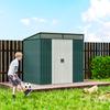 6.5 x 4FT Galvanised Metal Shed with Foundation Kit, Lockable Tool Garden Shed with Double Sliding Doors, Vents, Green
