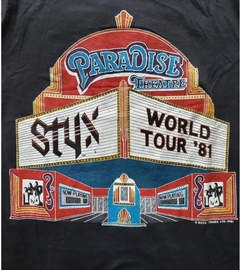 STYX MINT Paradise Theatre Live Tour 1981 Black All Size T-shirt S