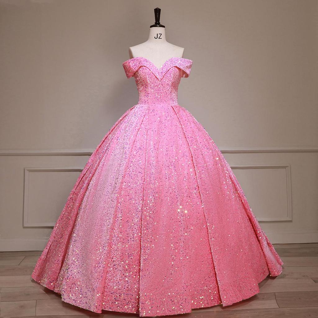 Cross-border Shiny Pitaya Puffy Skirt Wedding & Evening Gown