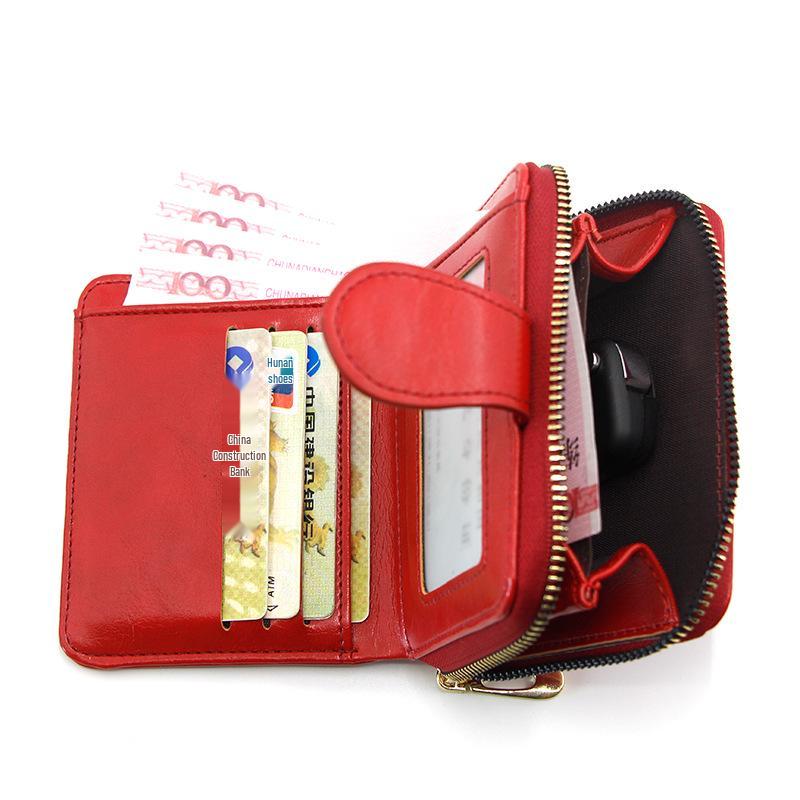 Women's Cute Soft Leather Bifold Wallet with Zipper
