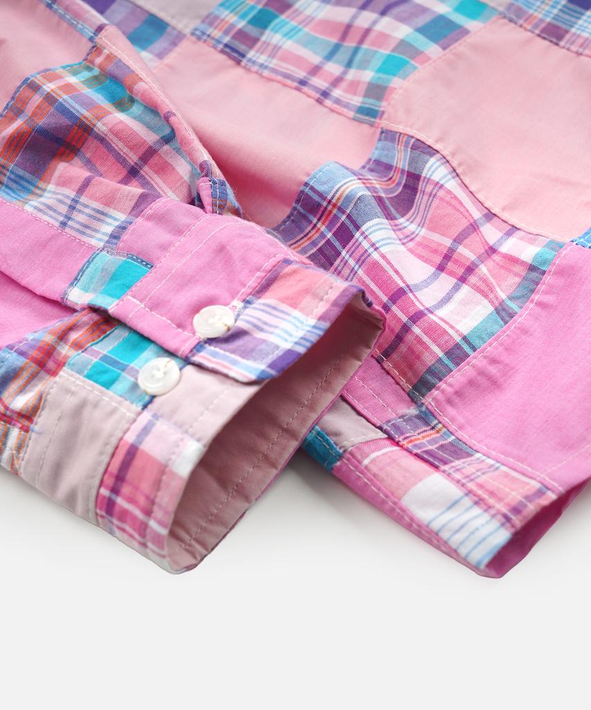 FRIZMWORKS Madras Patchwork Relaxed Shirt _ Pink