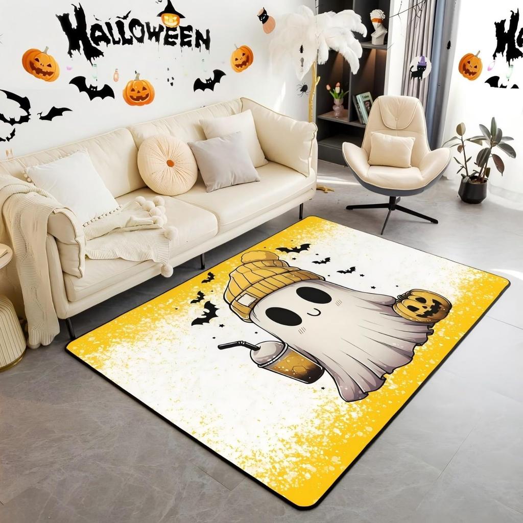 Halloween Bats Area Rug 3x5, Boho Vintage Floral Rugs for Living Room Gothic Damask Washable Rug, Antique Decor Goth Silhouette Dark Shadows