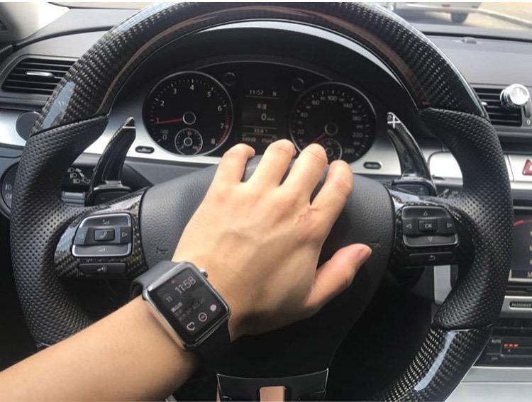 Real Carbon Fiber T-Carbon Steering Wheel Paddles for VW Golf 6, Scirocco, Magotan, Tiguan GTI