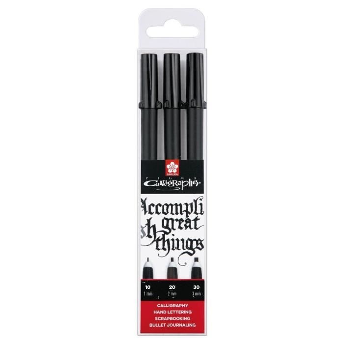 Feutres - PIGMA - Calligrapher - Set De 3 - Encre Permanente - Noir