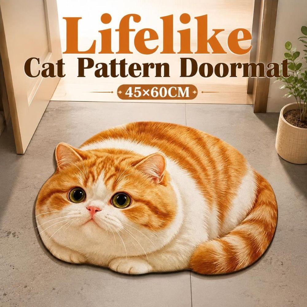 45×60CM Bathroom Carpet Realistic Bedroom Door Rug Cute 3D Cat Floor Mat Home Decor
