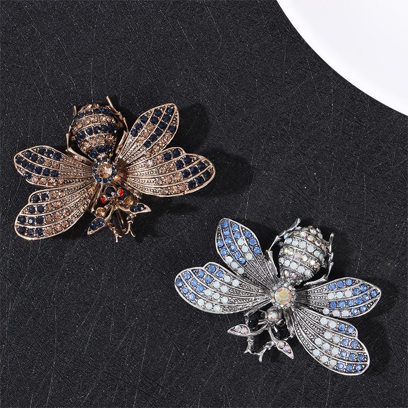 Rhinestone Bee Insect Brooches Vintage Metal Pin Scarf Clip Clothes Accessories
