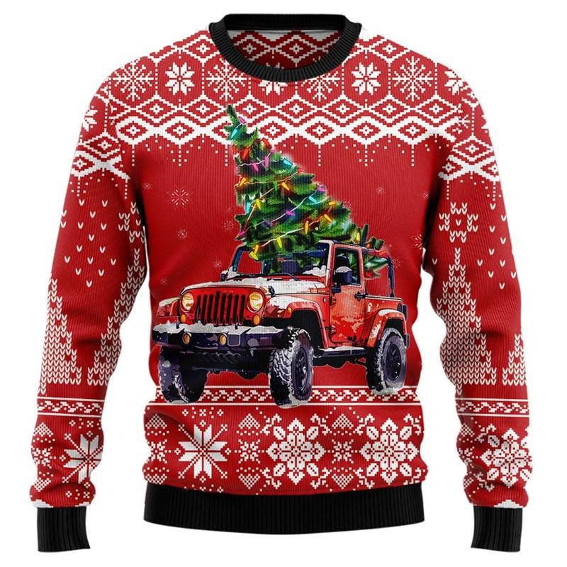 Autumn 3D Christmas Elements Printed Hoodies Fashionable Casual Sports Long Sleeved Men's Hoodies