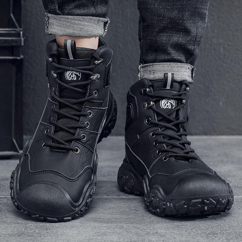 Men's boots autumn and winter new high top outdoor boots anti slip soft sole comfort hiking boots fashion casual workwear boots