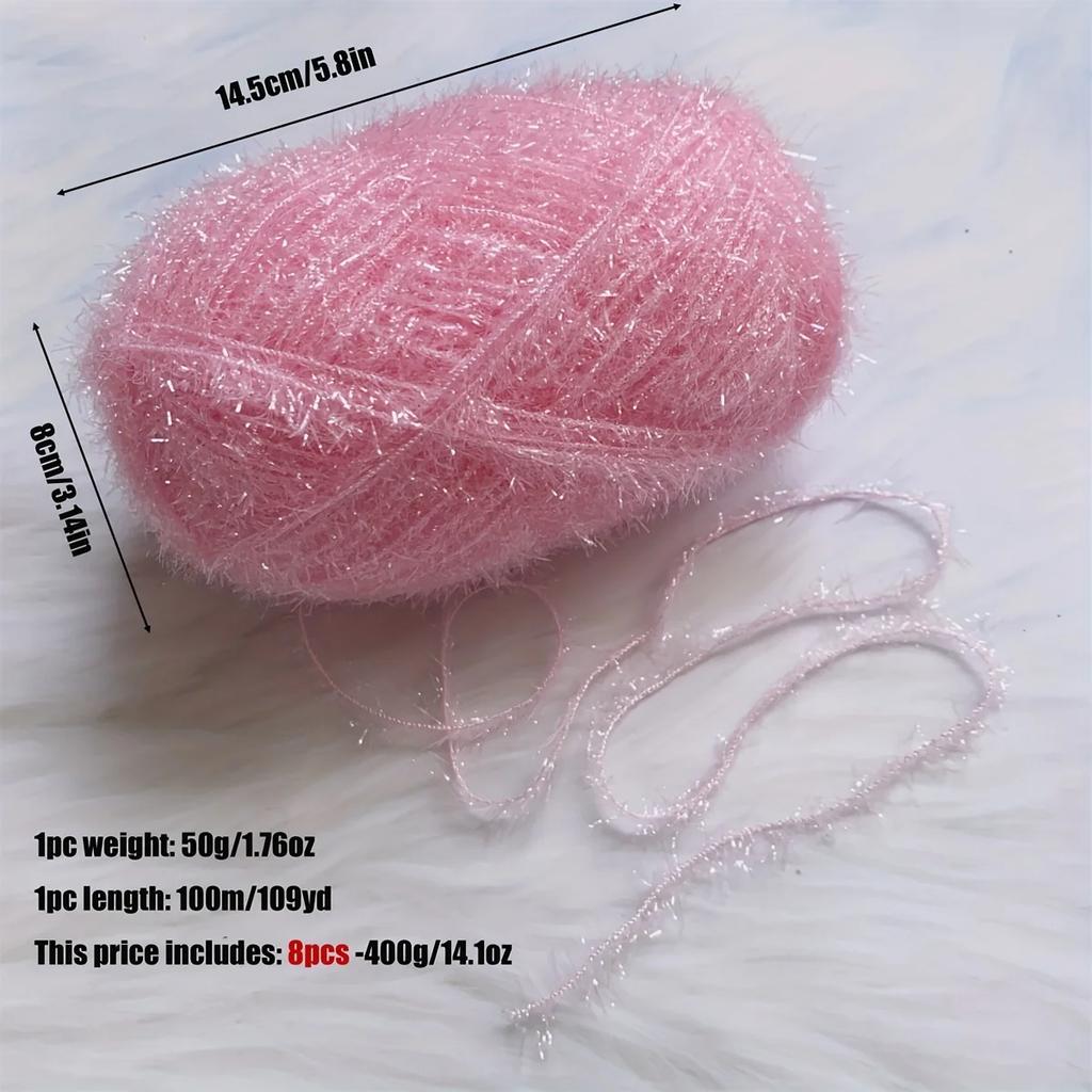 4 Stück buntes Polyester-Wimperngarn-Set - Flauschiges Bastelgarn zum Häkeln, DIY-Handstrickzubehör, Großpackung 400g