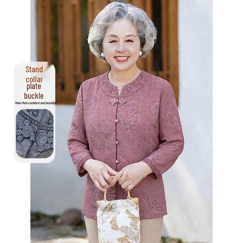 Yuzhaolin Elderly Women s Spring/Summer Mid-Sleeve Blouse Y62O257 4XL