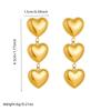 DIEYURO 316L Stainless Steel Golden Classic Bright Heart Pendant Earrings Lady New Waterproof Fashion Trend Earbob Jewelry