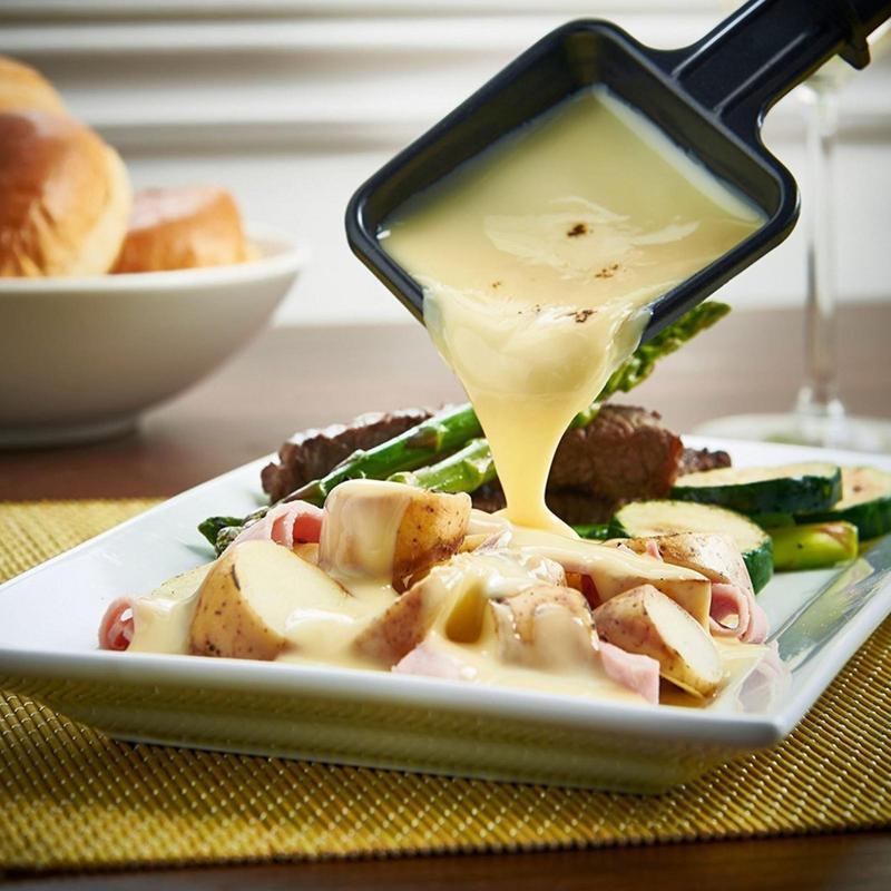 4PCS Raclette Pan with Non-Stick Coating with Insulated Handle and 4 Shovel Portable Cooking Tray for Melted Cheese Omelette