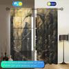 2pcs Death Skull Print Curtain for Home Decor - Rod Pocket Window Treatment for Bedroom, Office, Kitchen, Living Room, and Study