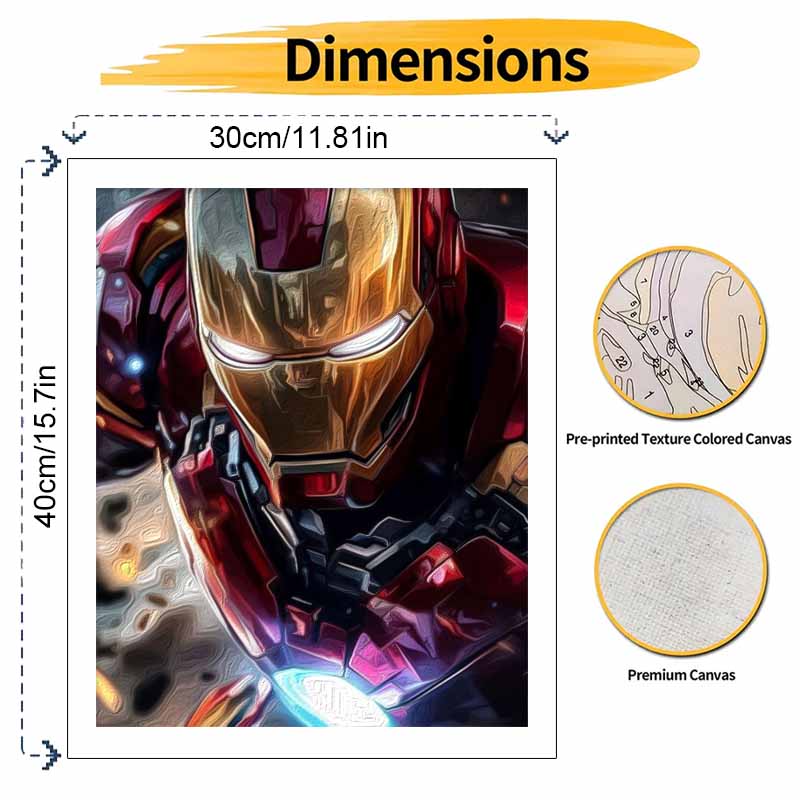 Disney Oil Painting DIY Digital Painting Iron Man Superhero Action Portrait HandPainted Wall Art for Living Room Entryway.