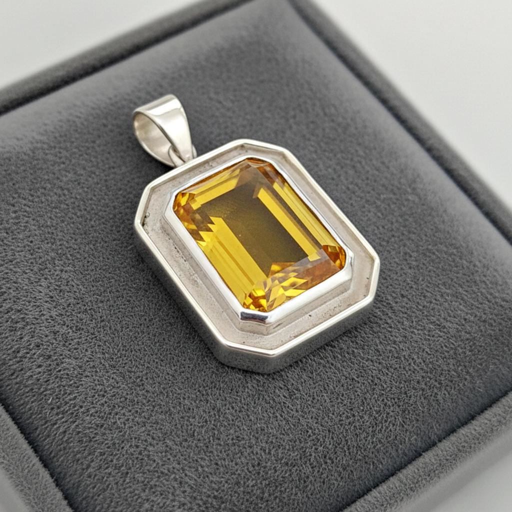 Citrine Pendant, Gemstone Pendant, 925 Solid Silver, 16x12 MM Yellow Stone, Women Handmade Jewelry, Boho Gift